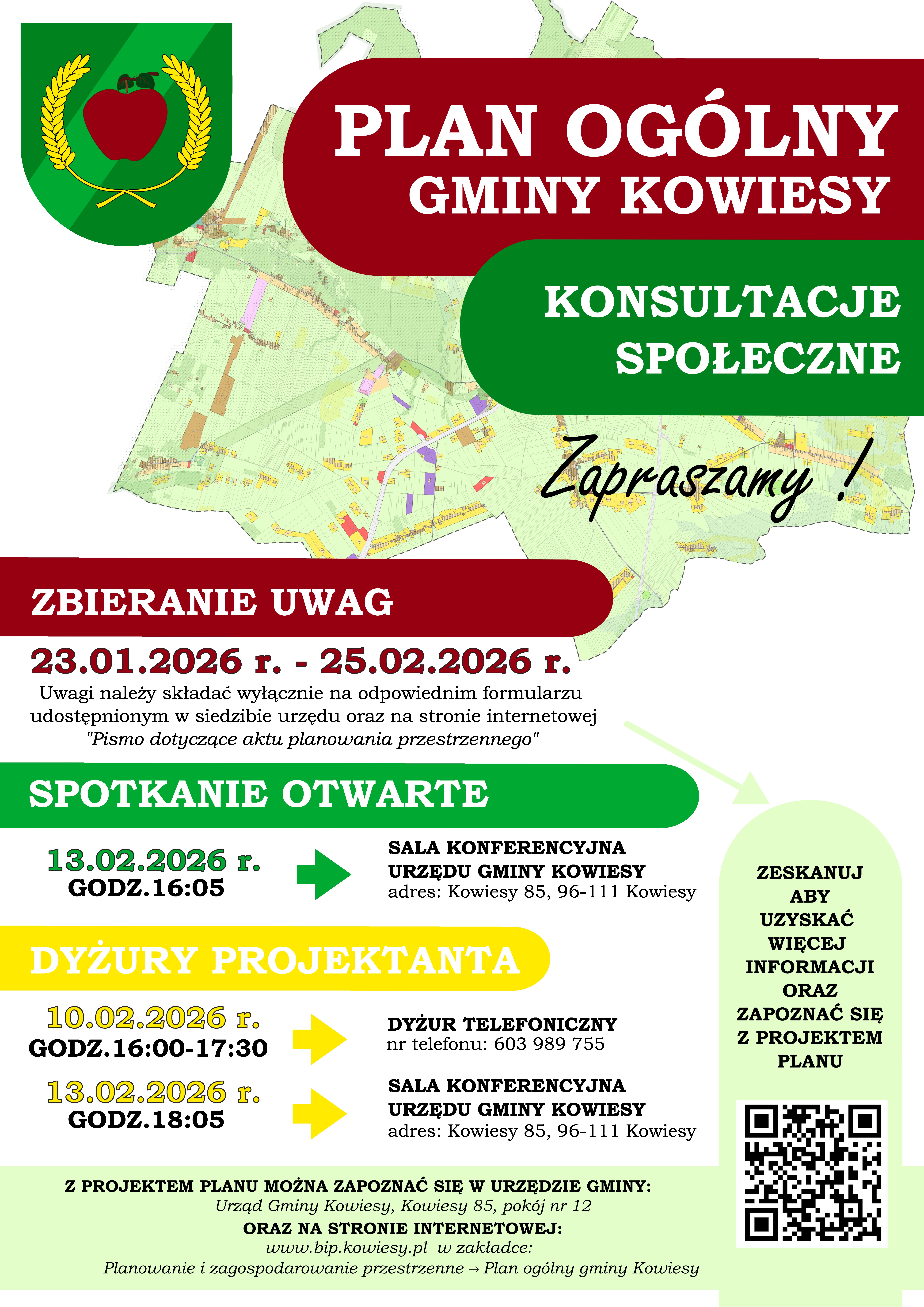 KONSULTACJE SPOŁECZNE PROJEKTU PLANU OGÓLNEGO GMINY KOWIESY
