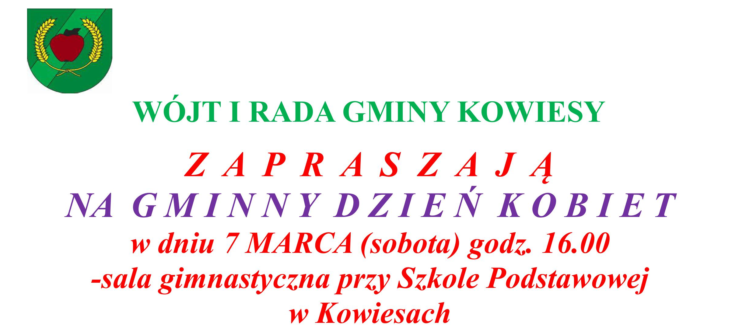 Zaproszenie na GMINNY DZIEŃ KOBIET