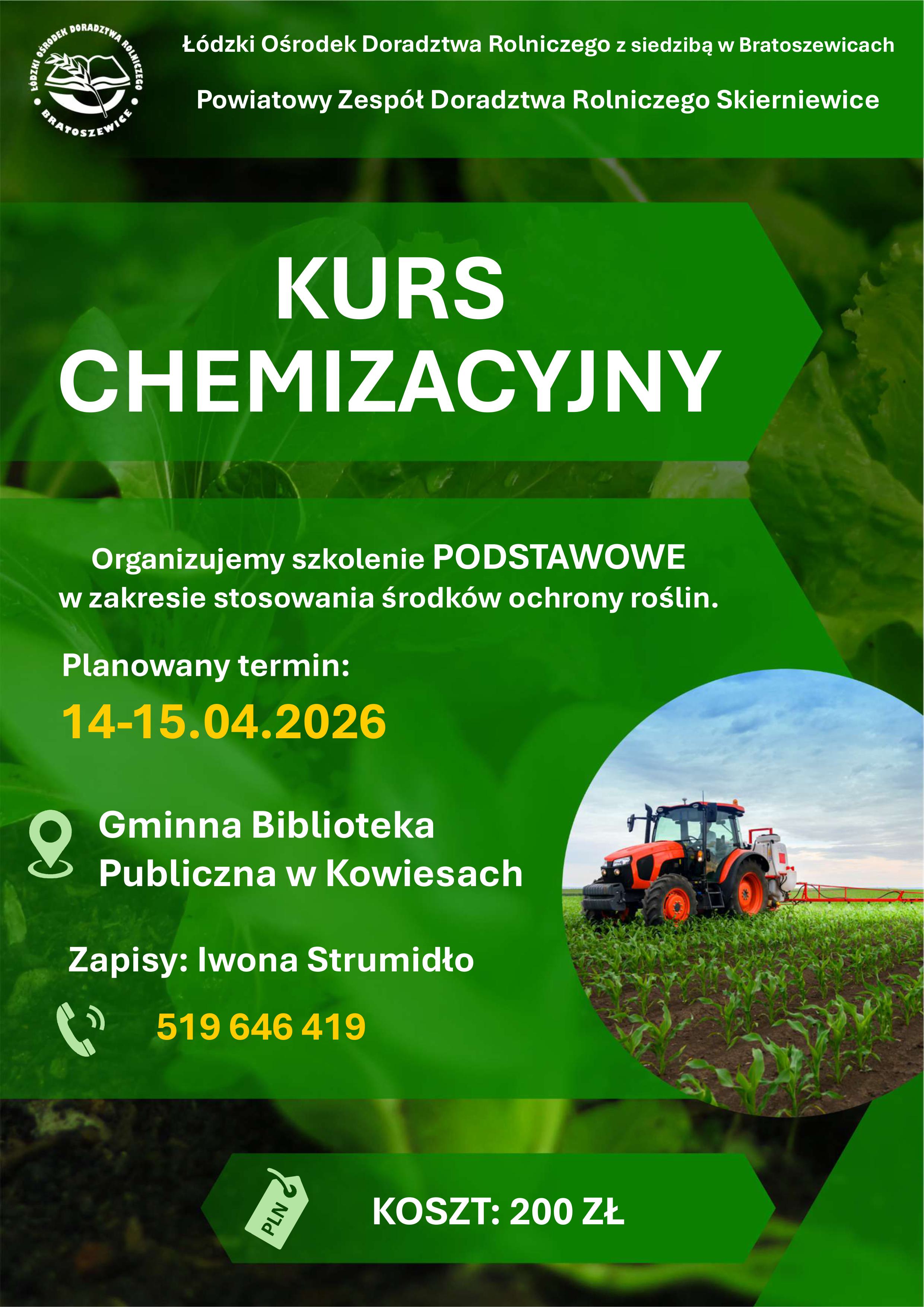 Kurs chemizacyjny - szkolenie podstawowe 14-15.04.2026