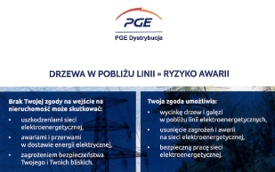 Wycinka gałęzi drzew w pobliżu linii energetycznych - apel PGE