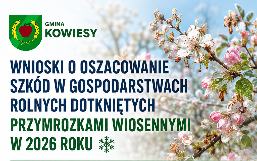 Wnioski o oszacowanie szkód w gospodarstwach rolnych dotkniętych przymrozkami wiosennymi w 2026 roku